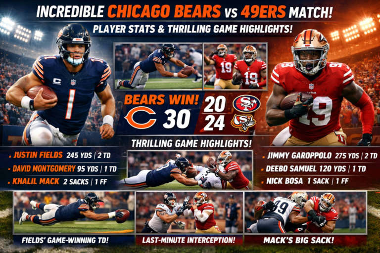 Chicago Bears vs 49ers Match Player Stats